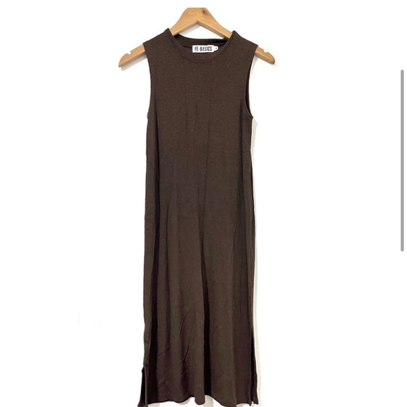 Fighting Eel ✨ FE BASICS • Hawaii • XS • Women’s Brown Ribbed Sleeveless Dress - Picture 2 of 3
